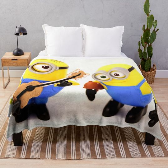 Minion Cartoon Throw Blanket, Comfortable Blanket for Men, Women, Kids, Home Decor Gift Ideas