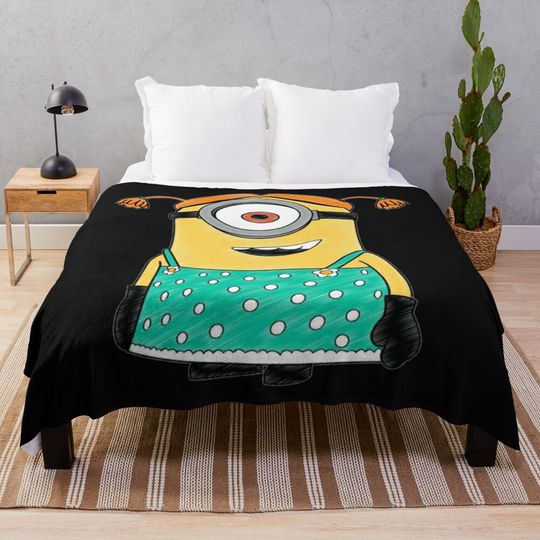 Happy minion Cartoon Throw Blanket, Comfortable Blanket for Men, Women, Kids, Home Decor Gift Ideas