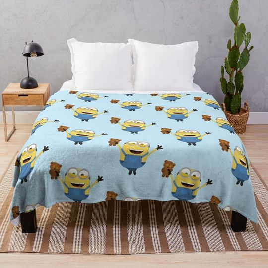 Bob minion Cartoon Throw Blanket, Comfortable Blanket for Men, Women, Kids, Home Decor Gift Ideas