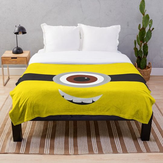 Minion Eye Cartoon Throw Blanket, Comfortable Blanket for Men, Women, Kids, Home Decor Gift Ideas