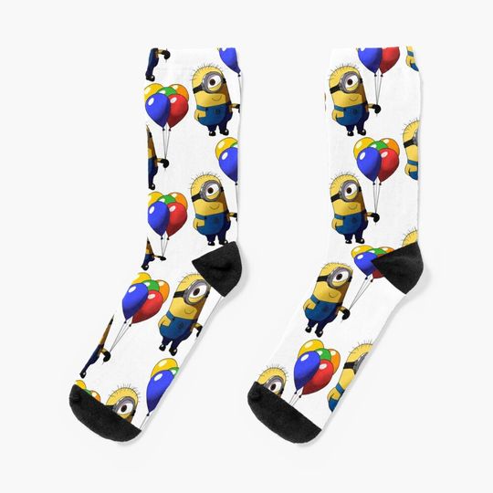Minion Color Bubble Socks, Comfortable Cotton Socks for Men, Women, kids, Trending Casual Style