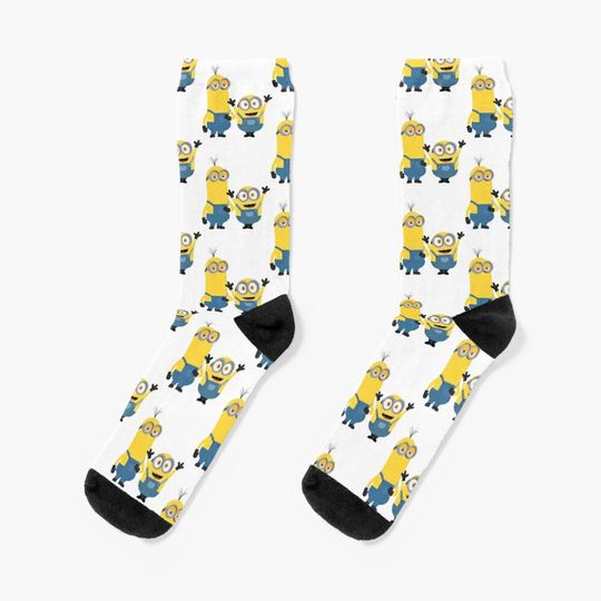Kevin and Bob Minion Socks, Comfortable Cotton Socks for Men, Women, kids, Trending Casual Style