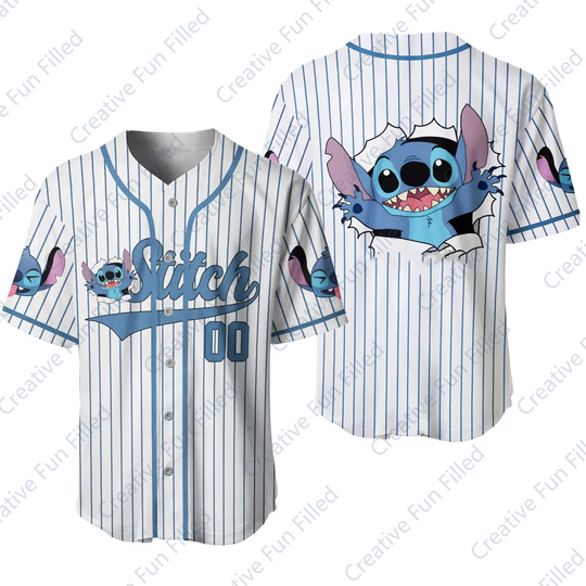 Disney-Personalized Stitch Baseball Jersey, Oversized Sport Jersey, Special Edition, Fan Gift, Summer, New, 2024