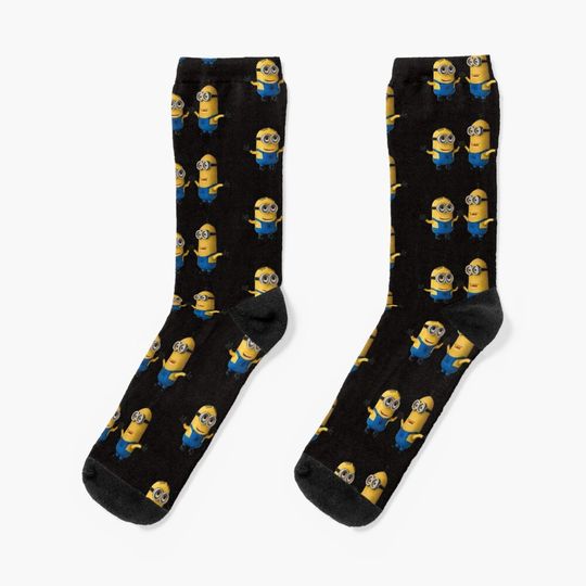 Dancing Dave Minion Toy, Smiling Stickers Socks, Comfortable Cotton Socks for Men, Women, kids, Trending Casual Style
