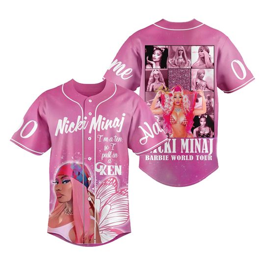 Nicki Minaj Merch Baseball Jersey Shirts, 2024 Tour V-Neck Short Sleeve Streetwear Tops Men Women Fashion Clothes