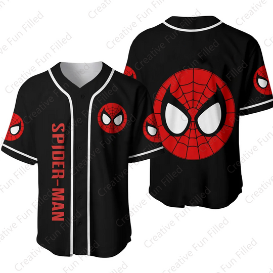Spider-Man Thin Coat Baseball Jersey, Casual Vacation Sports Outfits Cute Oversized Jersey For Kid/Adult, 2024 New Arriavl Baseball Shirt