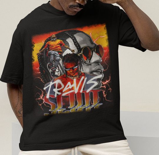 Retro Travis la Flame, Travis Cactus Jack Tee, Bootleg Retro 90s Fans Shirt, Hip Hop Gift for Her Him, Friends Unisex T-shirt