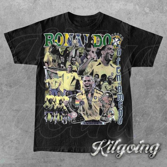Limited Ronaldo Nazario R9 Vintage 90s T-Shirt, Game Day Cotton Short Sleeve Tee, Gift For Woman and Man Unisex T-Shirt