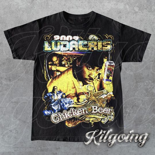 Limited Ludacris Chicken and Beer Vintage 90s T-Shirt, Game Day Cotton Short Sleeve Tee, Gift For Woman and Man Unisex T-Shirt