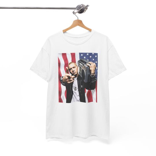 Eminem rap t-shirt, Hip hop legend shirt, Unisex Eminem graphic tee with american flag