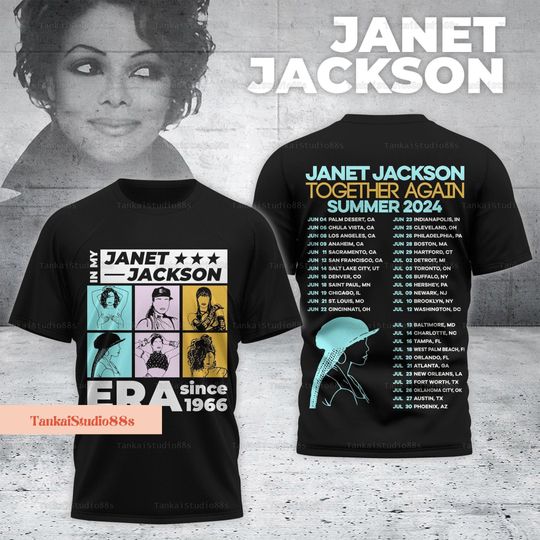 Vintage Janet Jackson 3D Shirt, Together Again 2024 Tour Shirt, Janet Jackson Era Shirt, Janet Jackson 90s Shirt, Janet Jackson Gift For Fan