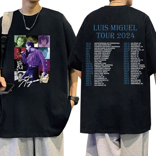 Discover 90s Retro Luis Miguel Tour 2024 Cotton T Shirts, Men's Hip Hop Fashion Gothic T-shirt, Man Casual Oversized Cotton Tshirt Streetwear