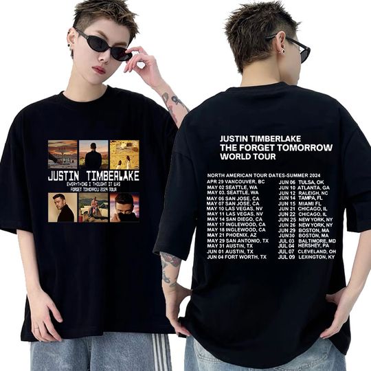 Discover 2024 Justin Timberlake Forget Tomorrow World Tour 2024 Cotton T Shirt, Men Hip Hop Fashion Clothing T-shirts, Unisex Oversized Cotton T-shirt