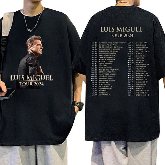 Singer Luis Miguel Tour 2024 Cotton T Shirts, Concert 2024 T-shirt,  Men Hip Hop Retro Short Sleeve T-shirt,  Unisex 100% Cotton Oversized Tees Streetwear