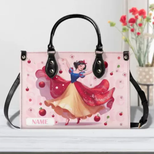 Personalized Snow White Leather Handbag,  Disney Leather Handbag