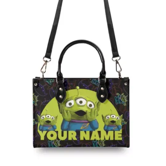 Personalized Aliens Toy Story Leather Handbag, Disney Leather