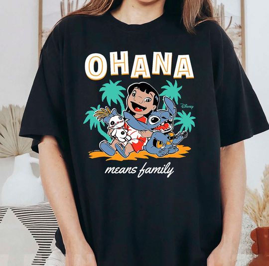 Disney Ohana Means Family Aloha T-shirt, Disney Vacation Shirt, Casual Cotton Couple Matching Shirt, Short Sleeve Shirt , Disney Men Clothing