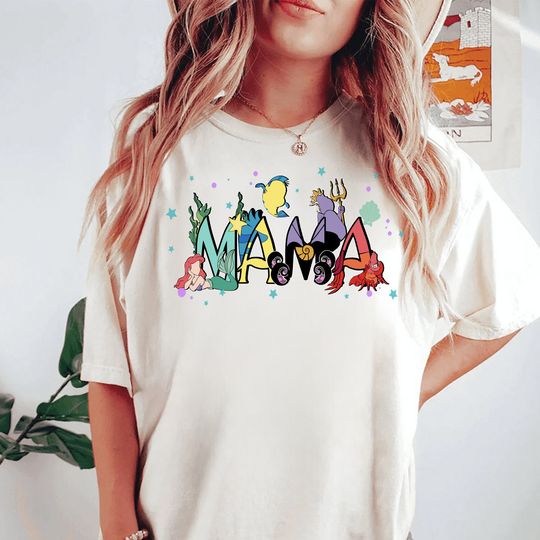 The Little Mermaid Disney Mama Shirt, Disney Mother's Day Gift For Mom Disneyland Trip Tee
