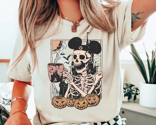 Mickey Skeleton Halloween Shirt, Disney Halloween Pumpkin Shirt, Trick or Treat Shirt, Spooky Season Shirt, Halloween Party Shirt