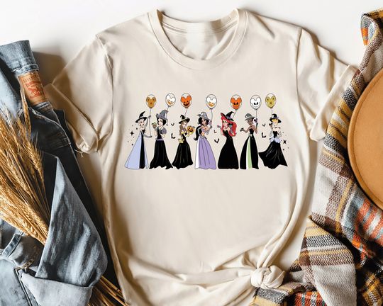 Disney Princess Witch Halloween Shirt, Princess Balloons Shirt, Princess Witches Shirt, Halloween Pumpkin Shirt, Halloween Girls Shirt