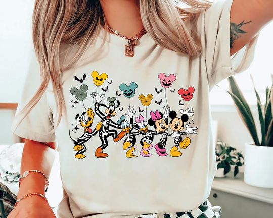 Mickey and Friends Skeleton Halloween Shirt, Disney Halloween Shirt, Spooky Season Shirt, Disneyland Horror Witch Tee, Disney Pumpkin Shirt