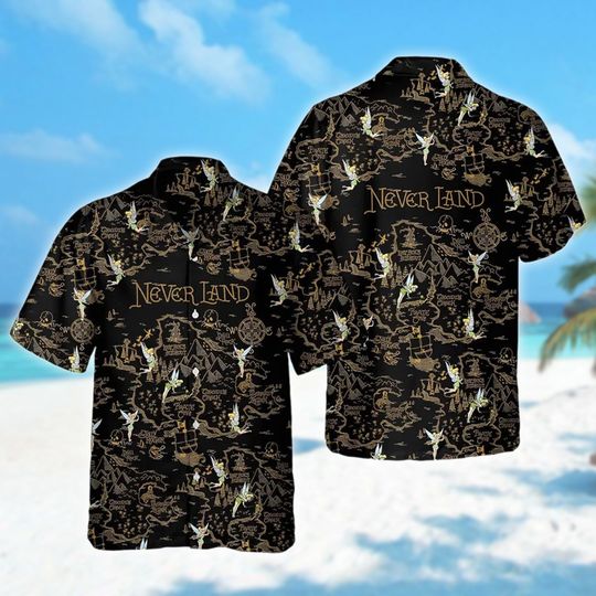 Peter Pan Never Land Map Hawaiian Shirt Gifts for Women,Men Cotton Tee