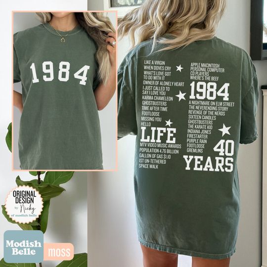 40th Birthday Shirt, 1984 Birth Year, 40th birthday women gift for her, year you were born tee, anniversary date shirt, fortieth birthday