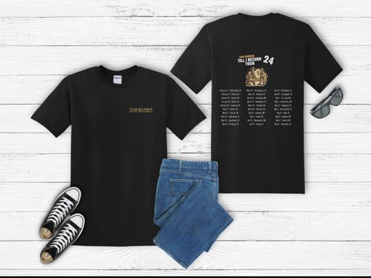 Sam Barber Till I Return Tour Double Sided Shirt, Casual Two Sides Short Sleeve Shirt, Music Men Clothing, Music Shirt For Fans