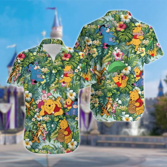 Winnie The Pooh Hawaiian Shirt, Funny Pooh And Friends | Gift for men, women, kids| Comfortable Polyester Shirt For Summer |