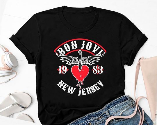 Bon Jovi 1983 New Jersey Cotton T-Shirt, Bon Jovi Shirt Fan Gift, Bon Jovi Band Shirt, Bon Jovi Vintage Shirt, Bon Jovi Tour, Bon Jovi Concert