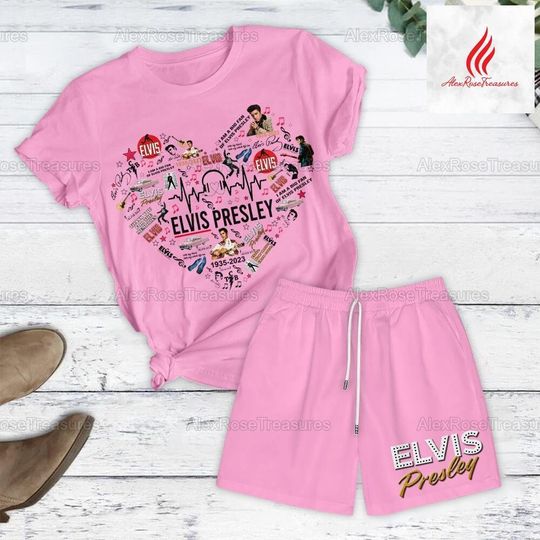 Elvis Presley T-Shirt And Shorts, Elvis Presley Pajama Set, Elvis Presley Shorts, Elvis Presley Shirt, Elvis Presley Merch, Rock And Roll