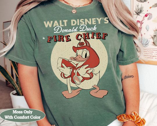 Disney Mickey & Friends Donald Duck Fire Chief Retro Shirt, WDW Magic Kingdom Unisex Comfort Colors Tshirt Family Birthday Gift Tee, Halloween Gifts