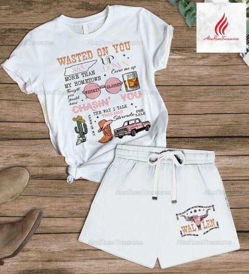 Wallen T-Shirt And Shorts, Wallen Shirt, Wallen Shorts Pajama Set, Wallen Lover Gift, 98 Braves Concert Tour 2024 Shirt, Country Concert Shirt