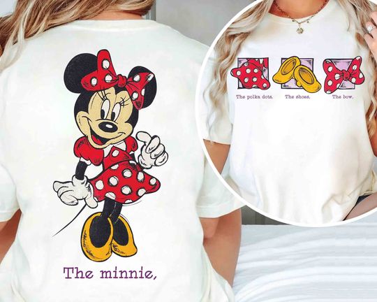 Two-Sided The Minnie Mouse Shoes Polka Dots Bow T-shirt, Disney Mickey and Friends Tee, Disneyland Magic Kingdom Family Holiday 2024 Trip, Halloween Gifts