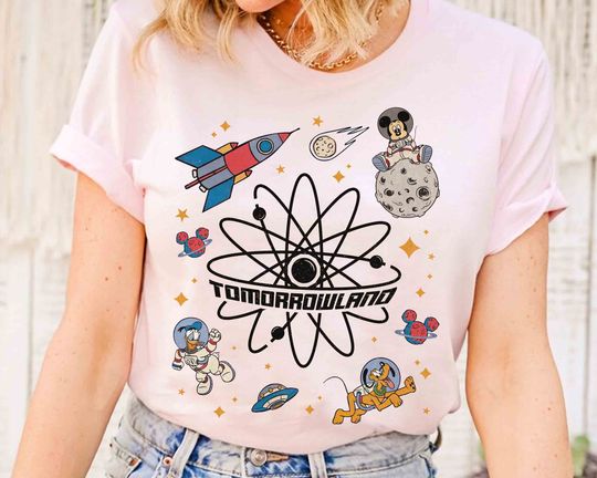 Disney Parks Tomorrowland Mickey and Friends Space T-shirt, Mickey Astronaut Tee, Disneyland Magic Kingdom Family Holiday 2024 Trip, Halloween Gifts