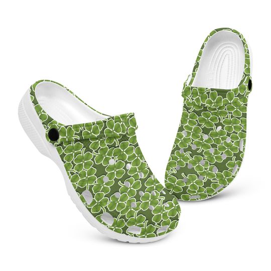 Discover Lucky Four Leaf Clover Clogs for Men and Women, Breathable Beach Hole Slippers, Footwear