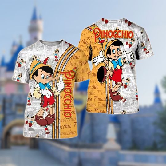 Pinocchio 3D Printed Shirt, Pinocchio All Over Print Shirt Comfortable Summer | Beach Outfit | Tee for Men, Women, Kids