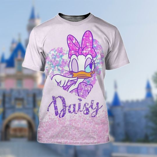 Daisy Duck Twinkle 3D T-shirt, Daisy Duck Pinky 3D T-Shirts Comfortable Summer | Beach Outfit | Tee for Men, Women, Kids