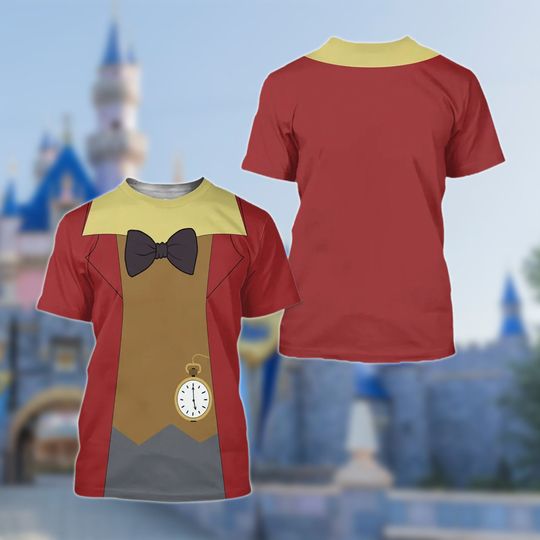 White Rabbit Costume 3D T-Shirt, Alice In Wonderland Character Comfortable Summer | Beach Outfit | Tee for Men, Women, Kids