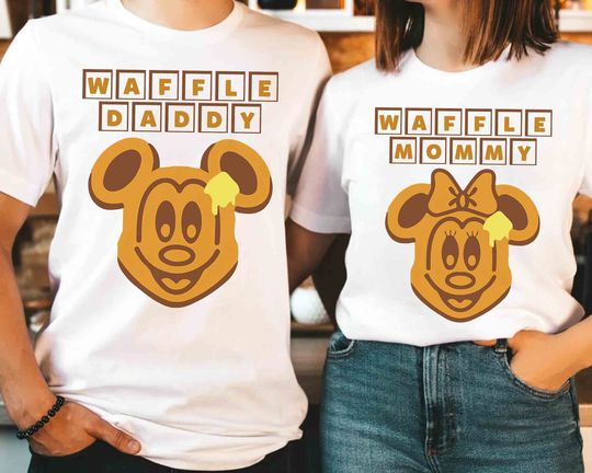 Disney Waffle Daddy and Mommy Matching T-Shirt, Mom and Dad Couples Tee, Father'day, Mother's Day Gift Idea, Disneyland Family Vacation Trip, Halloween Gifts