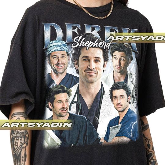Derek Shepherd Unisex Softstyle Cotton T-Shirt, Derek Shepherd Bootleg Shirt, Movie T-Shirt, Vintage 90s Short Sleeve Shirt, Gift For Fan