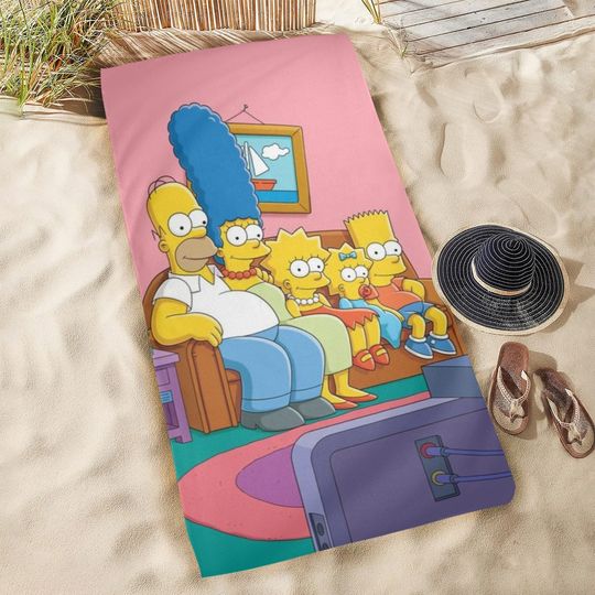 Simpsons Beach Towel, Women's Beach Towel, Cartoon Swimming Pool Towel, Towel Wrapped Bikini Covered Sunscreen