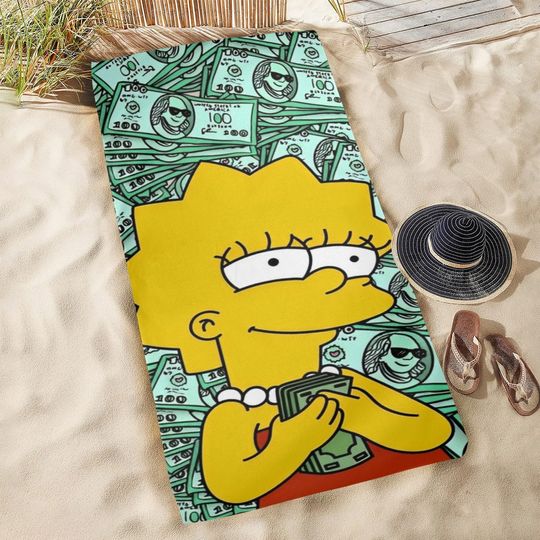Discover Bart Simpson Beach Towel, Women's Beach Towel, Cartoon Swimming Pool Towel, Towel Wrapped Bikini Covered Sunscreen