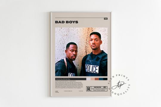 Bad Boys Poster, Michael Bay, Minimalist Movie Poster, Vintage Retro Art Print, Wall Art Print