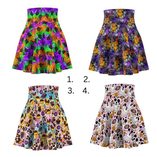 Disney Halloween Women's Skater Skirts, Comfortable and Stretching Skirts, Top Trending Skirt For Summer Consume