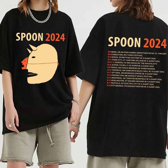 Spoon 2024 Tour Double Sided Shirt, Casual Two Sides Short Sleeve Shirt, Music Men Clothing, Music Shirt For Fans