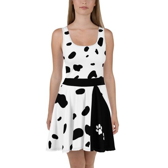Dalmatian Skater Dress Women Cosplay Costume, Disneyland Trip Outfit, Disney Comfortable Dress For Adult, All Size Available