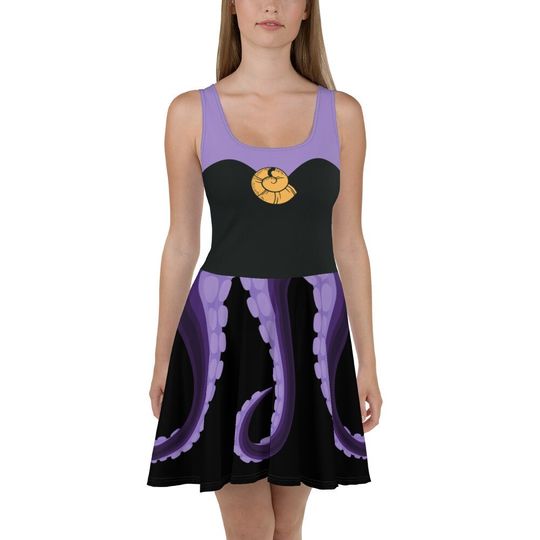 Evil Sea Witch Skater Dress, Disneyland Trip Outfit, Disney Comfortable Dress For Adult, All Size Available