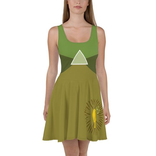 Green Fairy Skater Dress Fauna Running Costume, Disneyland Trip Outfit, Disney Comfortable Dress For Adult, All Size Available