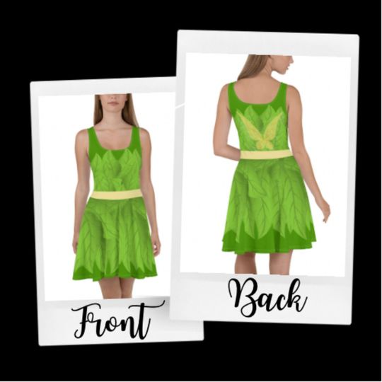 Fairy Skater Dress Tink Pixie Hollow Dust Disney Activewear Running Casual Costume, Disneyland Trip Outfit, Disney Comfortable Dress For Adult, All Size Available